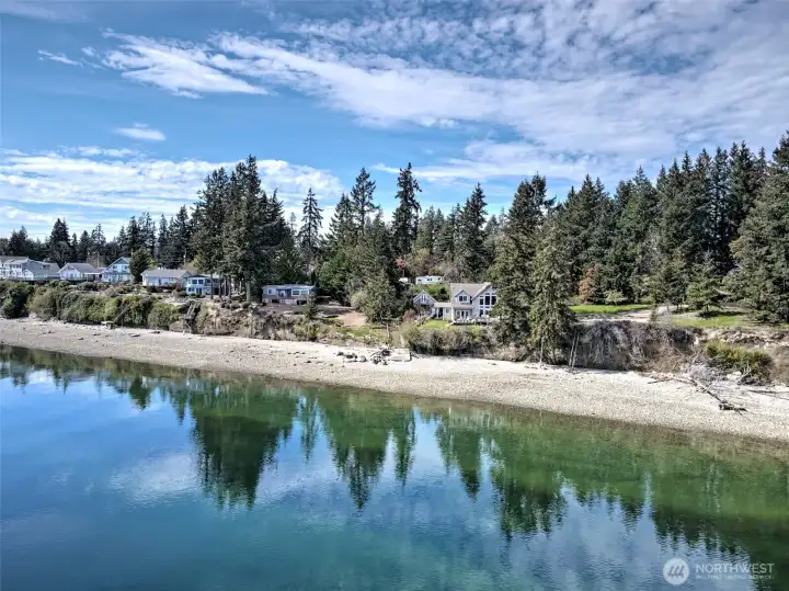Arial view of the overview of the beach and Stretch Island