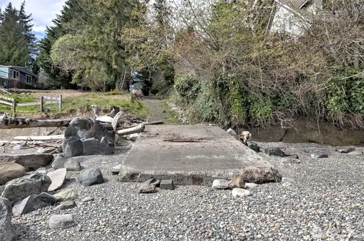 old boat launch at community beach area (not sure it is useable, but FairHarbor Marina is not far away