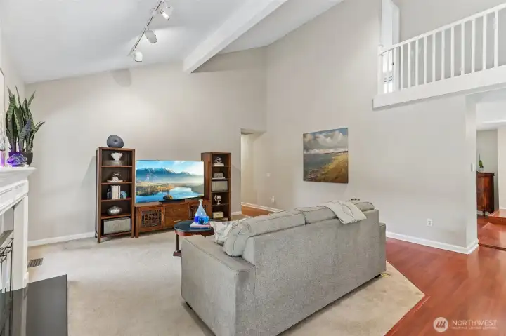 Vaulted ceilings in the family room.