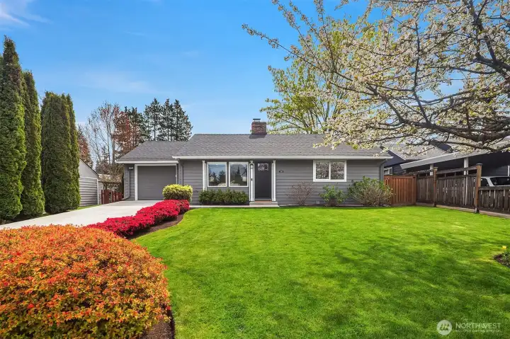 Spacious front yard and inviting entry.