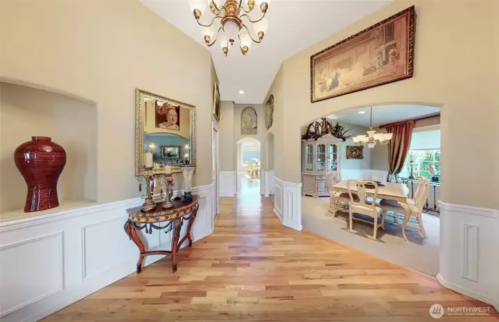 From entry looking into formal dinning area and through to the great room area