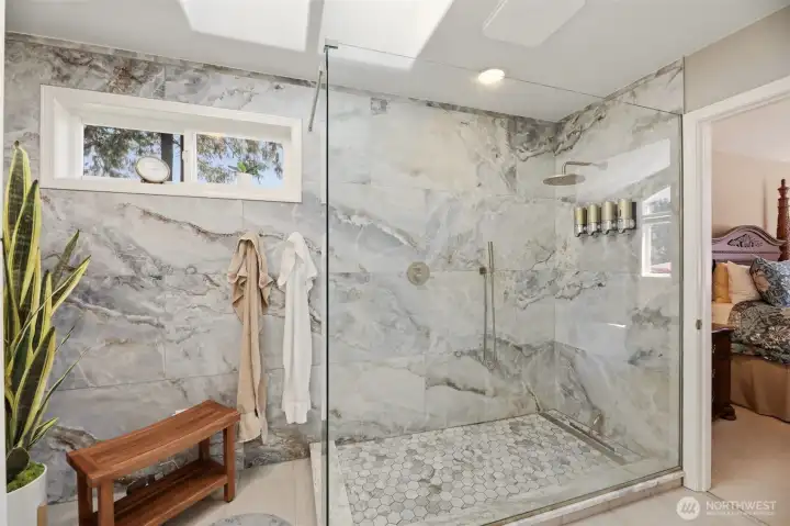 Custom tile primary bathroom walk-in-shower completed in 2025