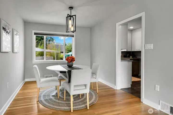 Dining area off the kitchen. Dining area off the kitchen.