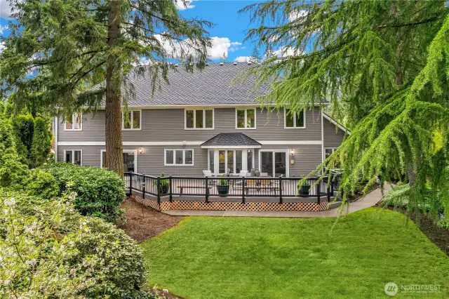 Private backyard offers newer 1,200 SF Trex Deck
