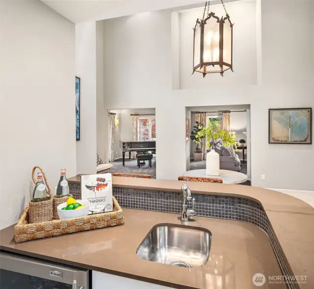 Wet Bar opens off the dining room in the 'Atrium'