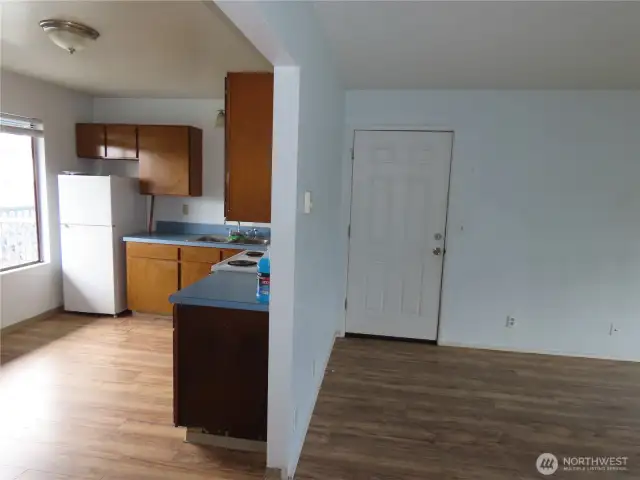 Kitchen next to the living room