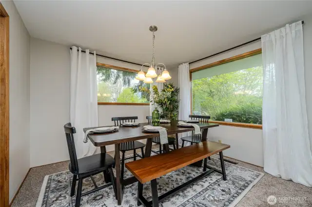 There's plenty of space for a sizable dining set here.