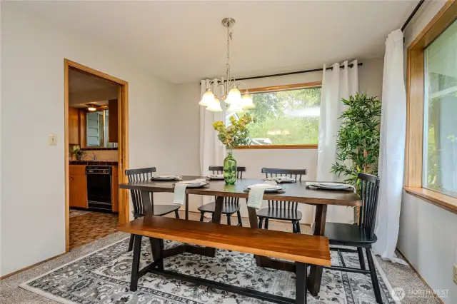 The Dining Room is conveniently located near the Kitchen so serving and clean up are a breeze!