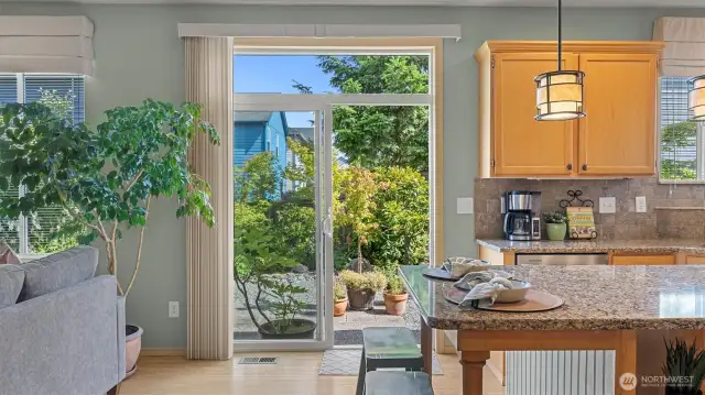 Breakfast Bar in kitchen and Door to Back Yard