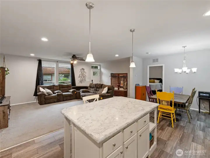Large island with outlets and space for barstools