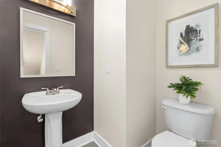 Powder room on main level.
