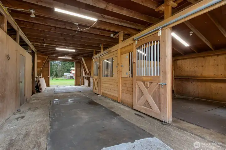 Inside the barn.
