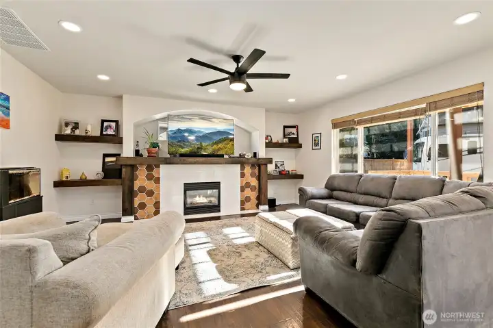 Family room with gas fireplace