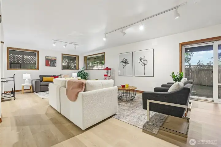 Lower level family room with walk-out access to