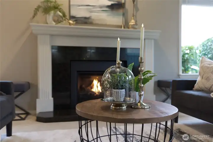 Lovely gas fireplace.