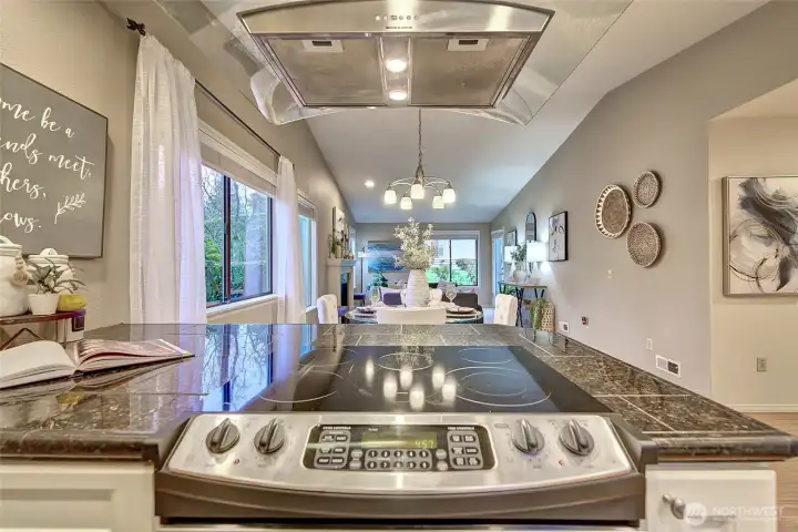 View of from the kitchen towards the living room.