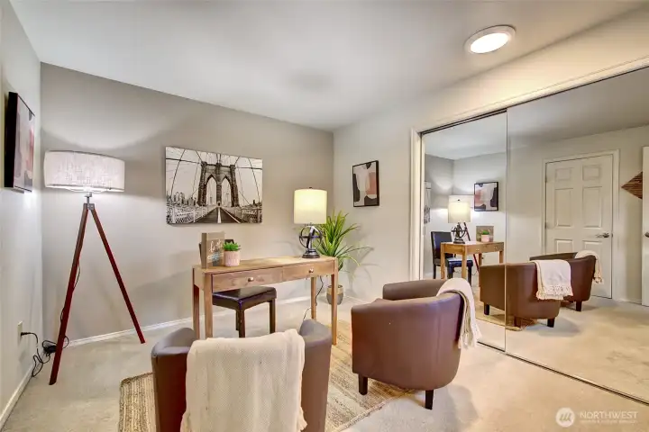 The second bedroom can be used for a guest room, work out room or at-home office!