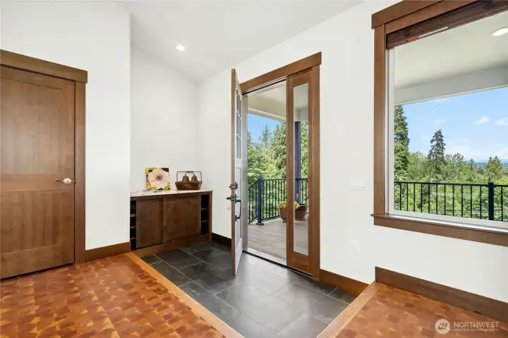 Sunken Tile Entry with under lighting at step