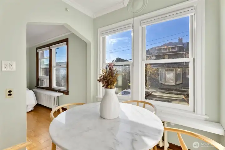 West facing windows let the light in.