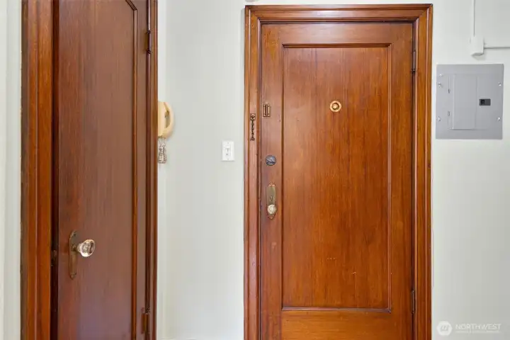 Original mahogany trim and doors.