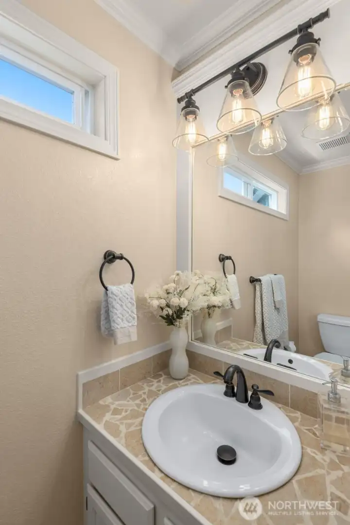 Luxe half Bath for guests on the first floor!