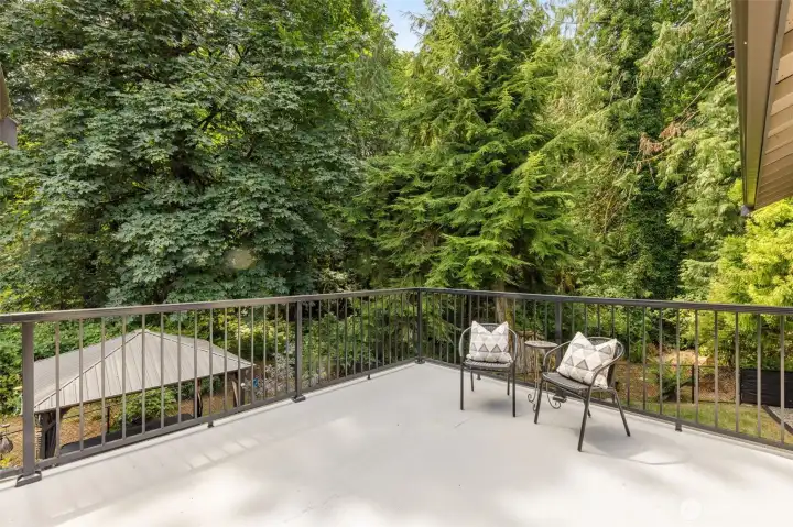 Deck off the Primary bath overlooking Greenbelt for drinking morning coffee and enjoying the serene privacy!