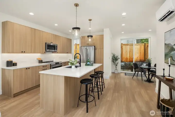 Large island for prep and in-kitchen gathering