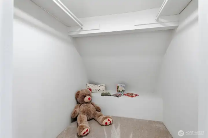 The second bedroom includes a spacious walk-in closet for ample storage.