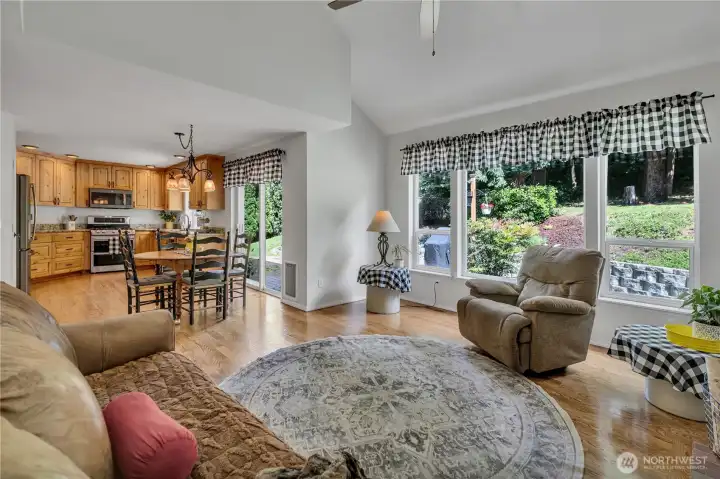 Open floor plan with great room style living