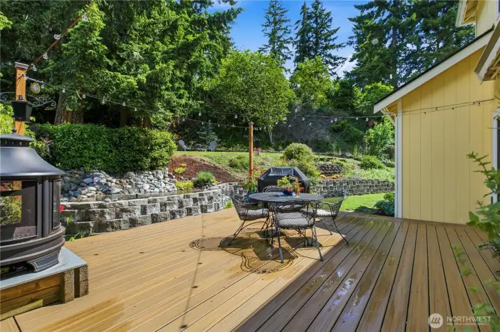 What an oasis to sit on this deck overlooking the pond on warm summer nights!
