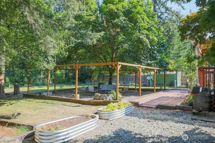 Backyard view. Backyard view.