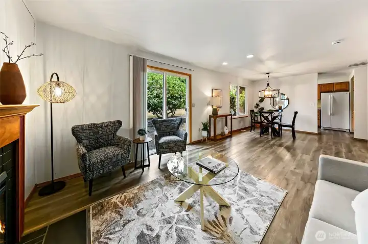 Sliding glass door to large patio