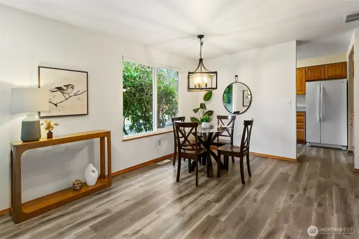 Dining room into the kitchen
