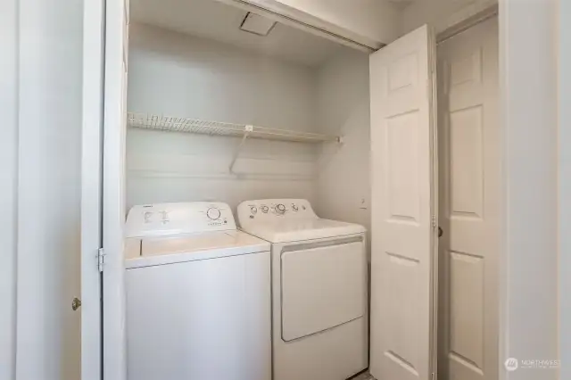 Laundry closet with full size washer and dryer