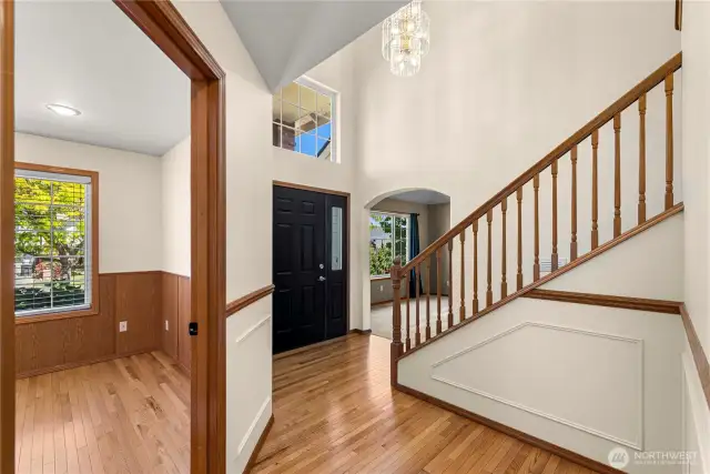 Foyer with hard wood flooring and 4th bedroom/office