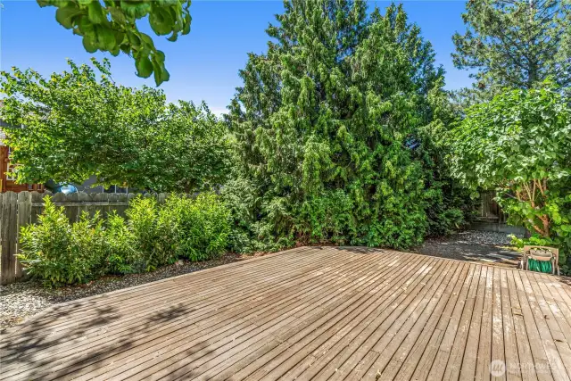 Private yard with large deck for relaxing and enjoying your hot tub