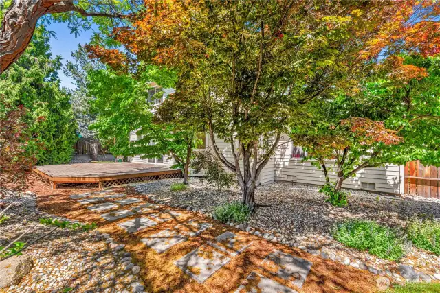 Private yard with large deck for relaxing and enjoying your hot tub