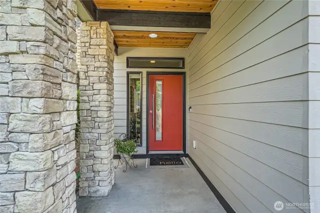Covered entry with Lutron lighting