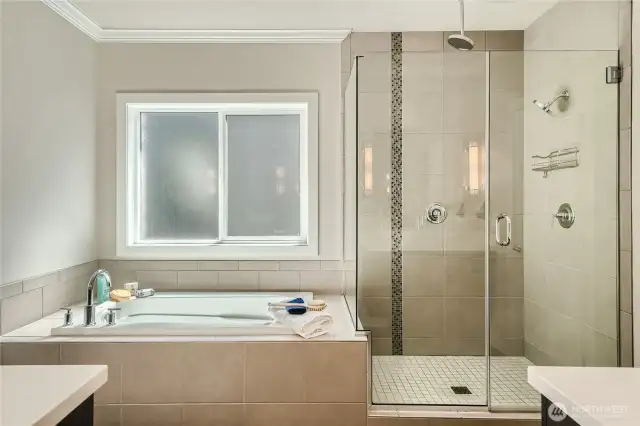 Soaking tub with separate shower
