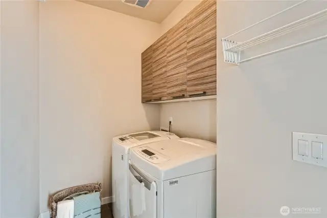 Utility room with storage cabinets