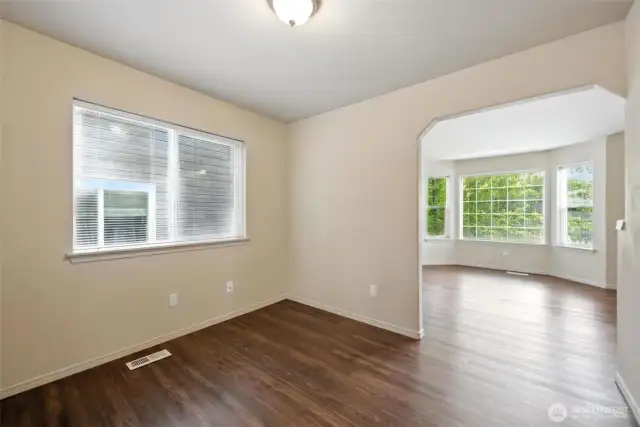 Formal Dining Connects Living Room & Kitchen