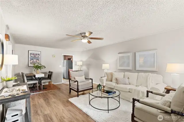 Living room has plenty of space to stretch out and relax