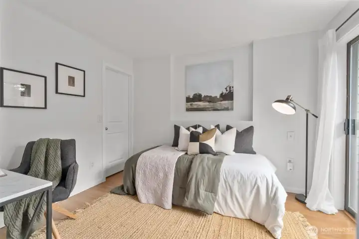 The lower level bedroom with a separate entrance makes for a great guest room or home office.