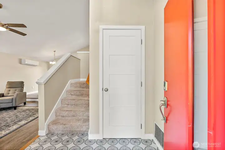 Entrance with new tile and front door
