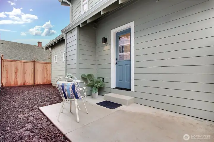 Rear patio with plenty of space for a garden.