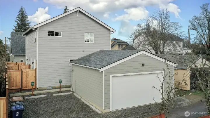 Large 2-car detached garage.