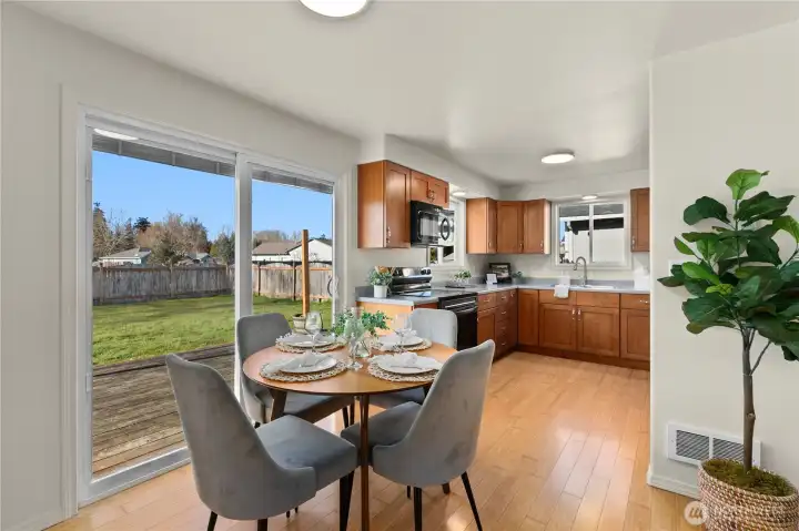 Kitchen and dining area flow for ease in entertaining