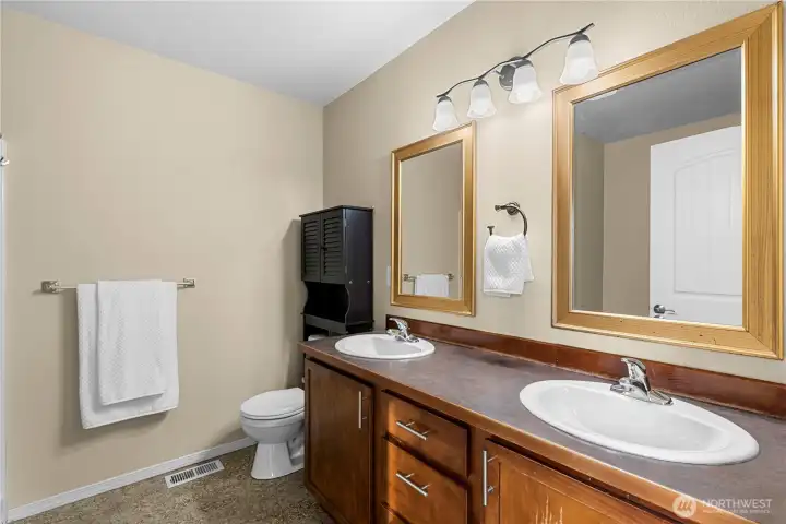 Primary bathroom dual vanity