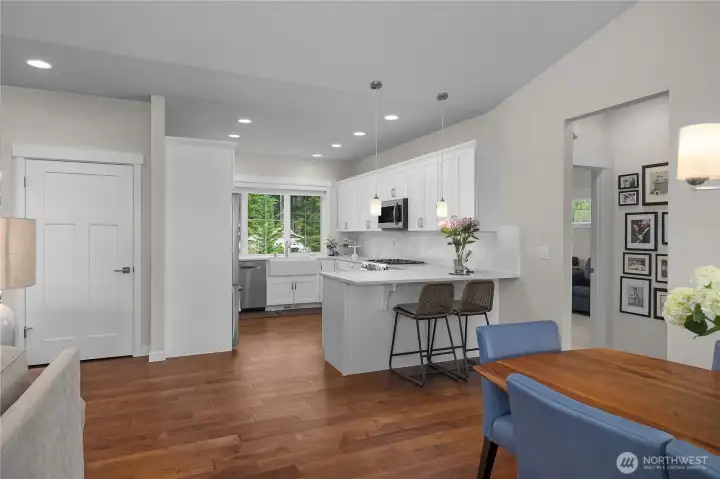 Engineered hickory hardwood in the main living areas