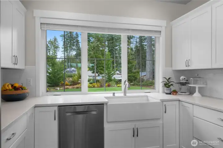 Bosch dishwasher and farm style sink.